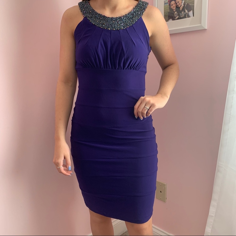 Cachet Purple Mini Cocktail Dress